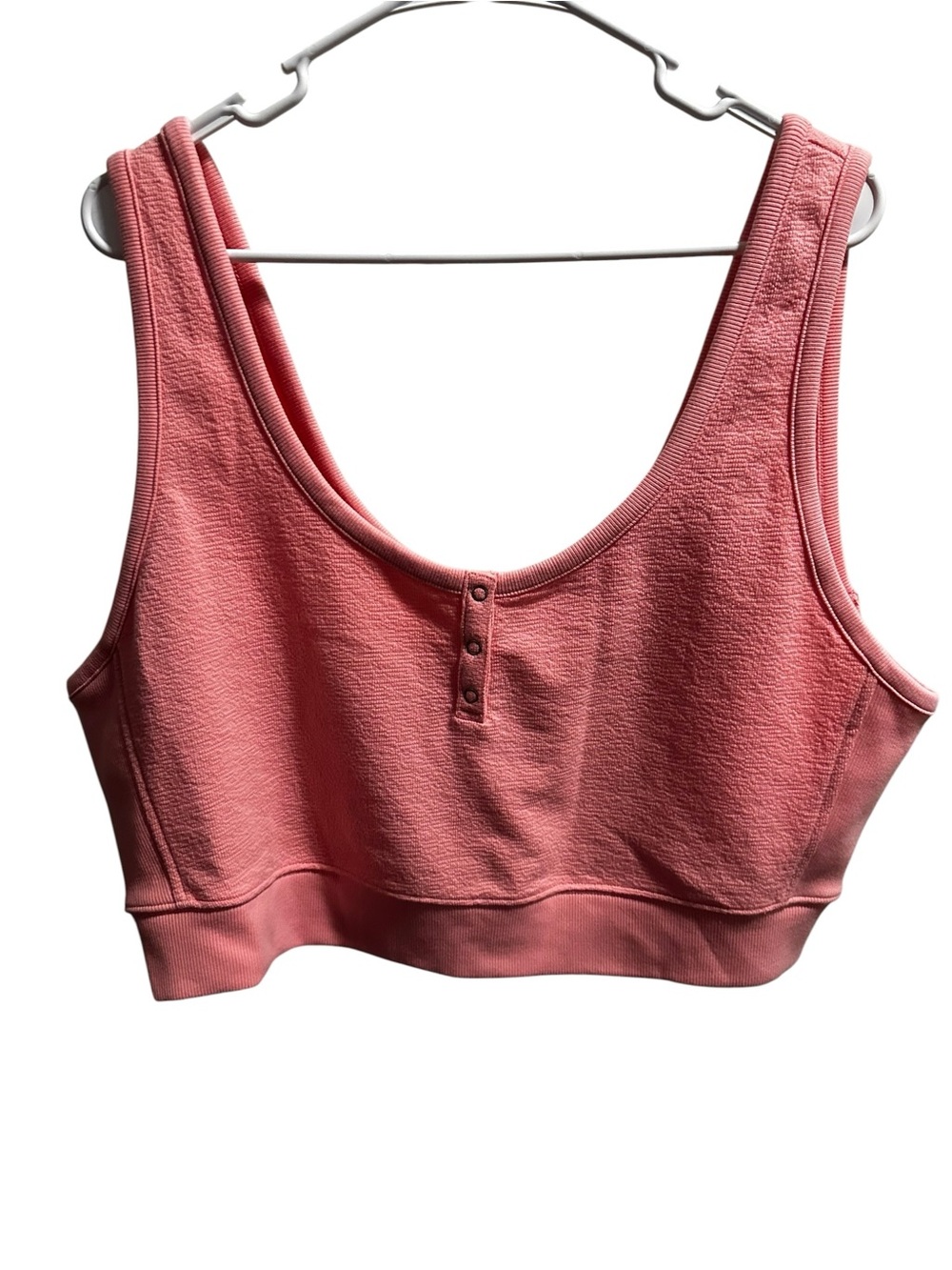 aerie Coral Pink Ribbed Henley Cropped Tank size 2X